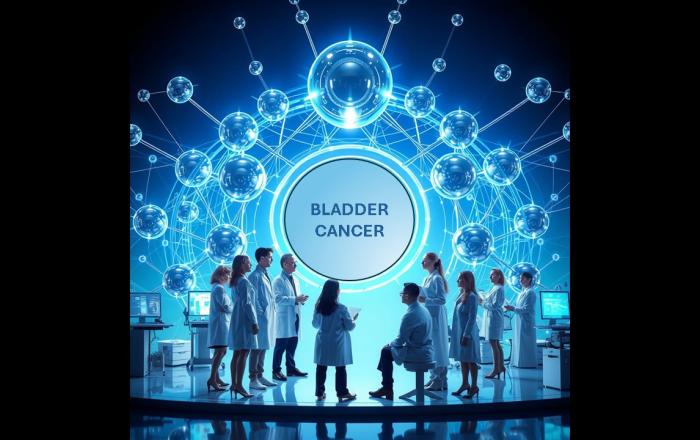immagine di medici attorno alla scritta Bladder Cancer